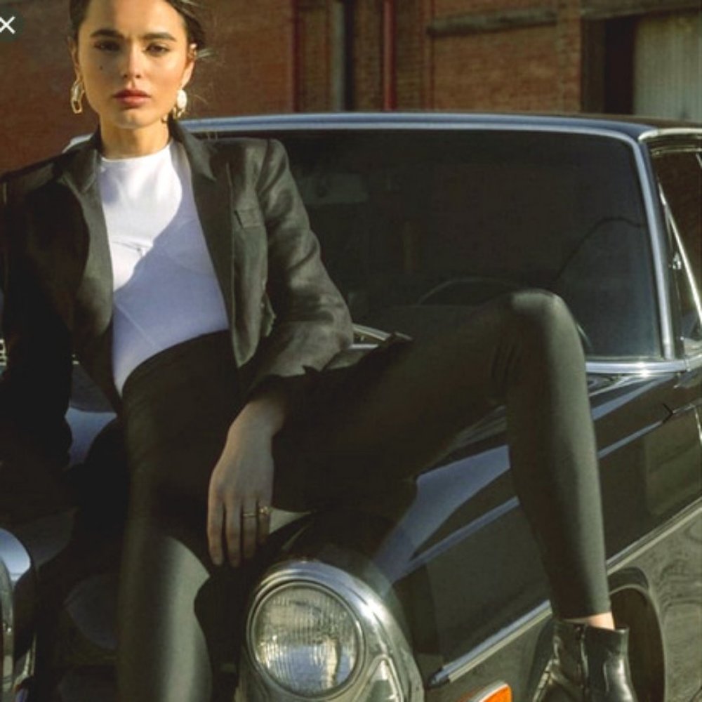 Reformation Skye Glossy Black Leggings Tights XS
